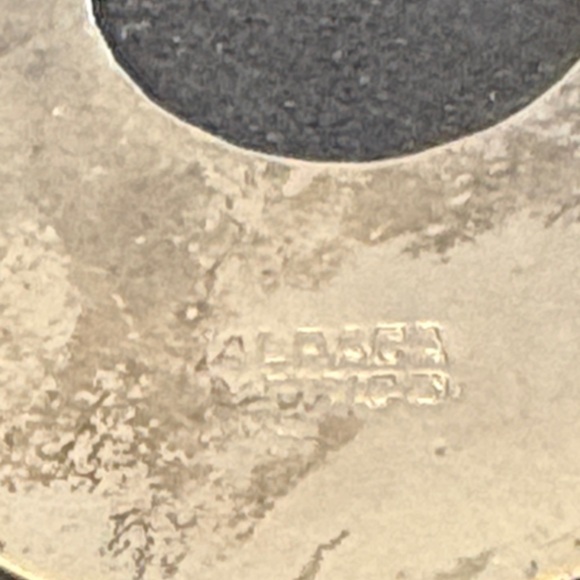 Vintage Alpaca Silver Mother Of Pearl Hoop Drop Earrings - Picture 7 of 8